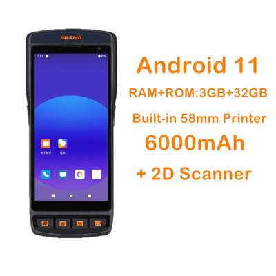 PDA robusto Android 11 Mobile Terminal Stampa a barre 2D portatile con fotocamera frontale da 8MP e muffa privata